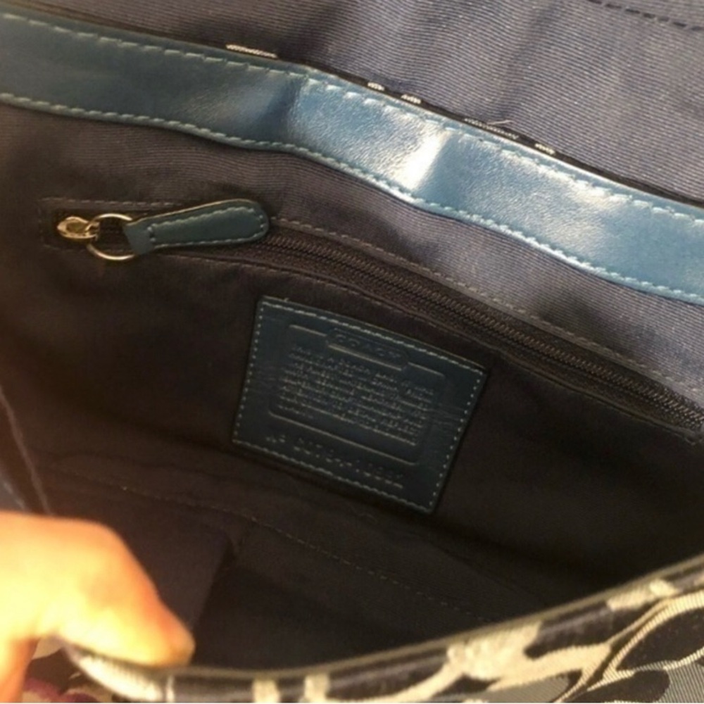 Coach Blue Structured Handbag with Metallic Hardware